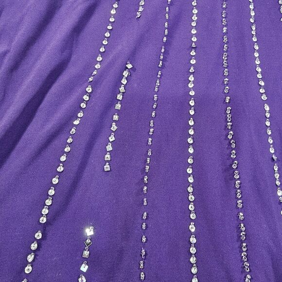 Betsy & Adam WOMENS SIZE 0 Purple Metallic Halter Formal Evening Dress Gown - Picture 14 of 16